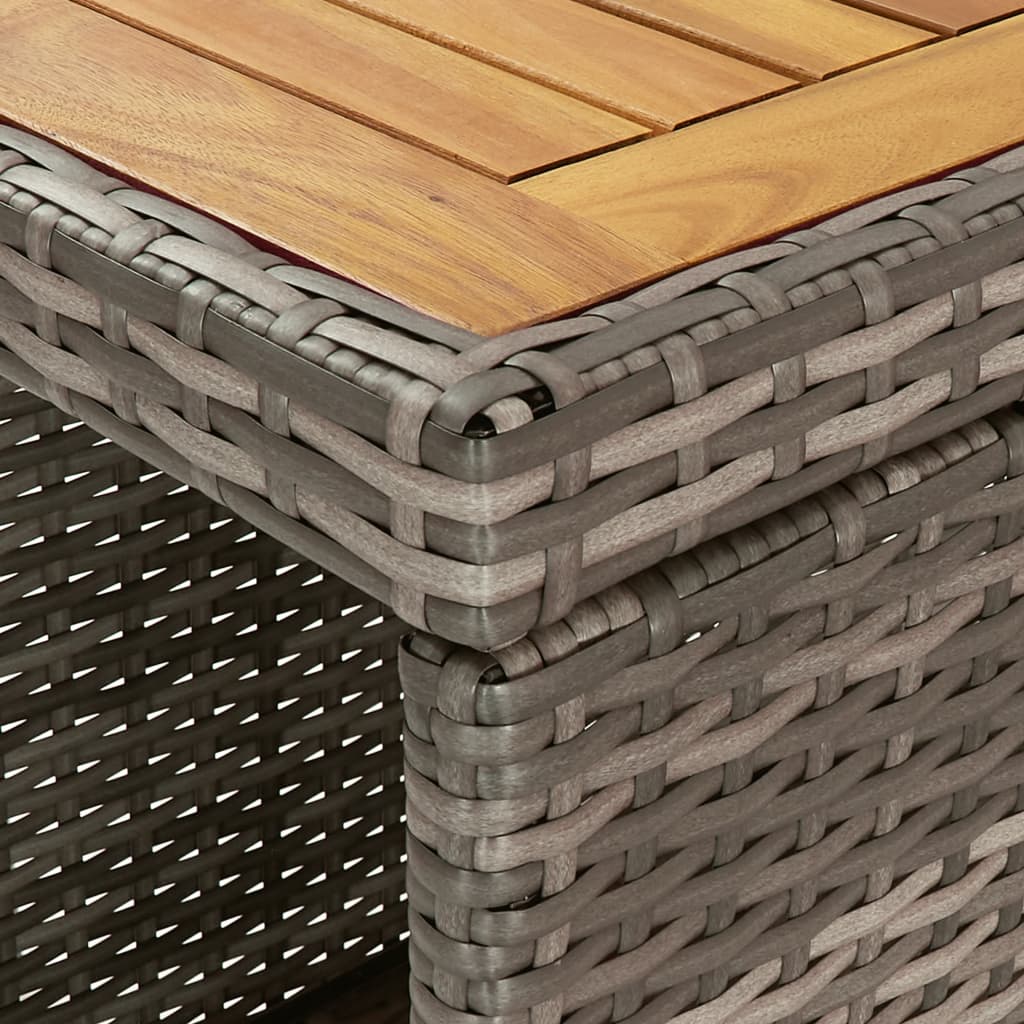 Ensemble de bar de jardin 3 pcs et coussins gris résine tressée