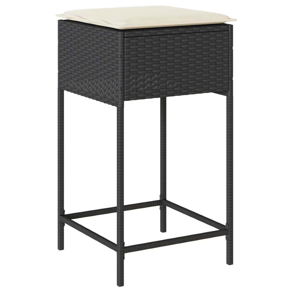 Ensemble de bar de jardin 5 pcs avec coussins noir poly rotin