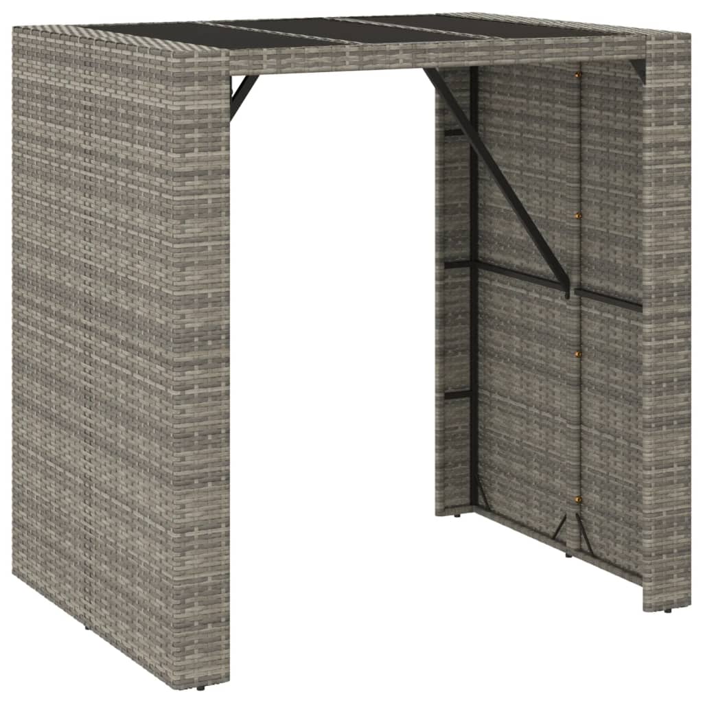 Ensemble de bar de jardin 5 pcs avec coussins gris poly rotin