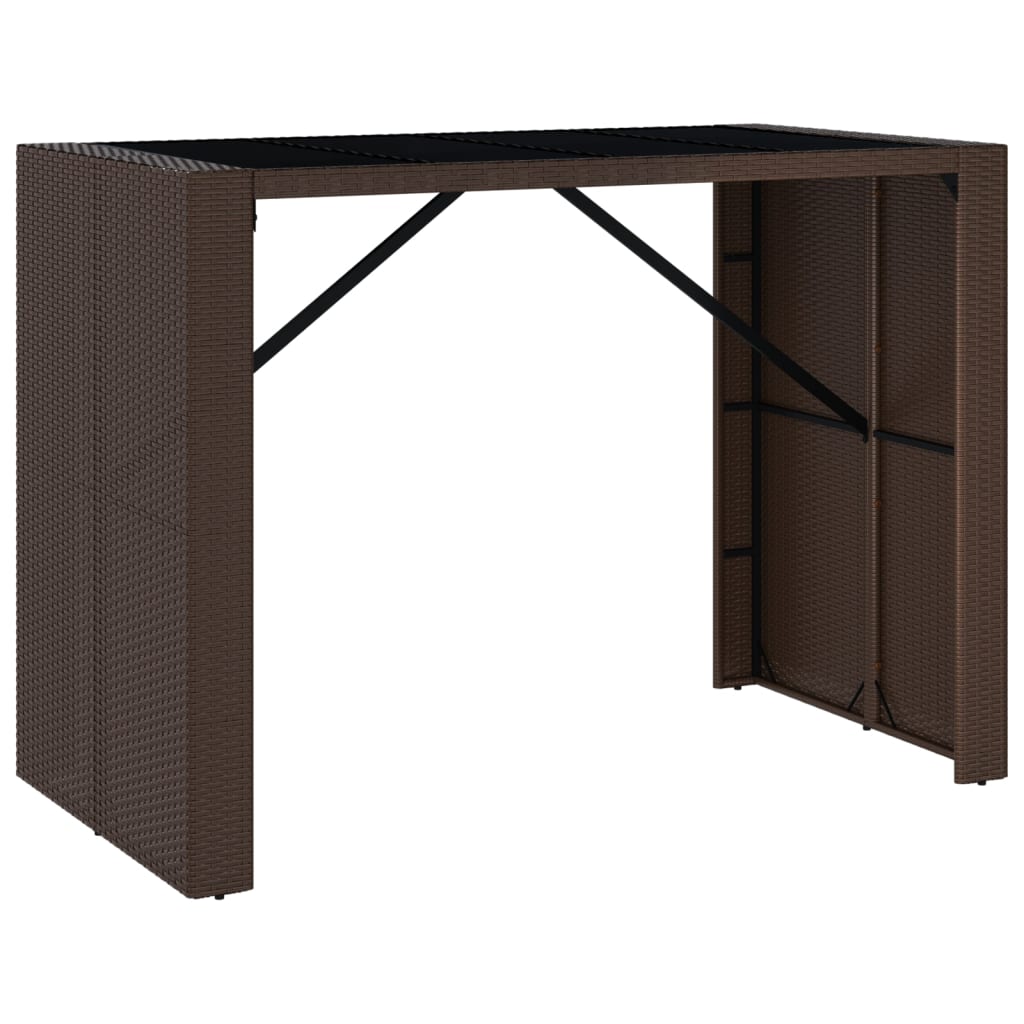 Ensemble de bar de jardin avec coussins 7 pcs marron poly rotin