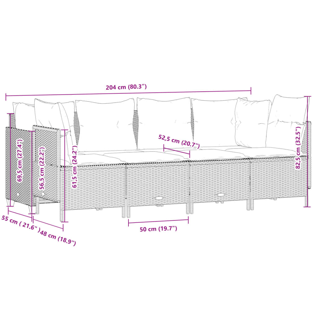 Salon de jardin avec coussins 5 pcs beige résine tressée