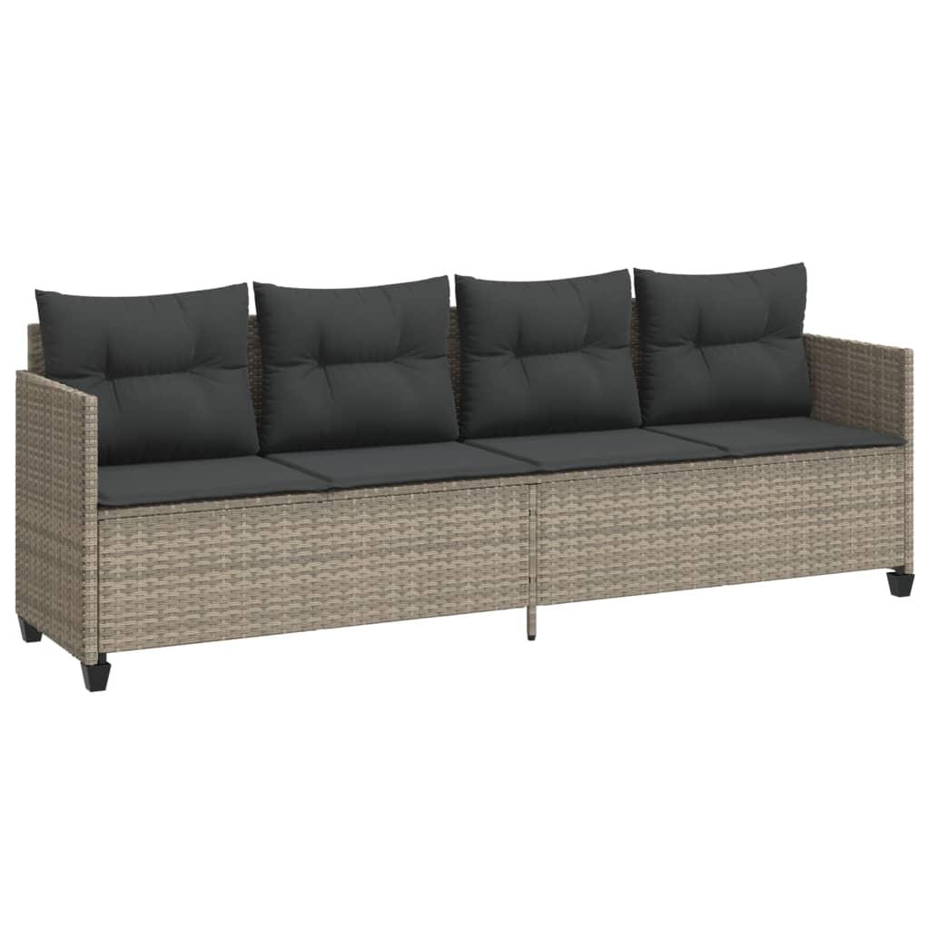 Salon de jardin 5 pcs avec coussins gris clair résine tressée