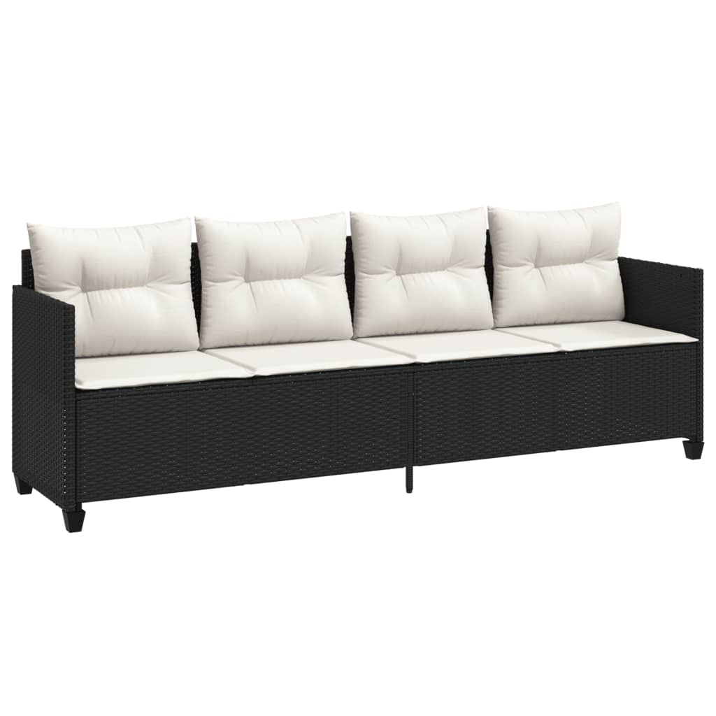 Salon de jardin 5 pcs avec coussins noir résine tressée