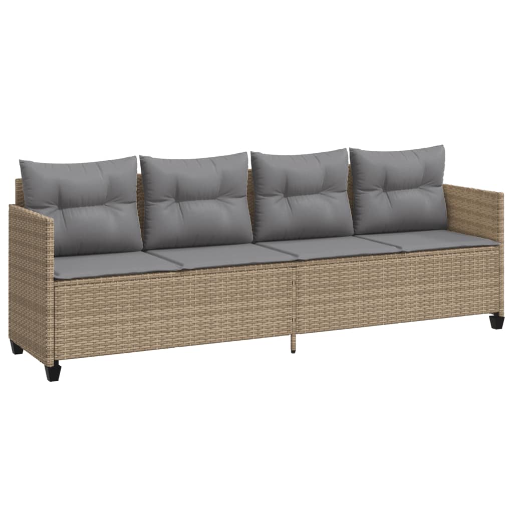 Salon de jardin avec coussins 5 pcs beige résine tressée