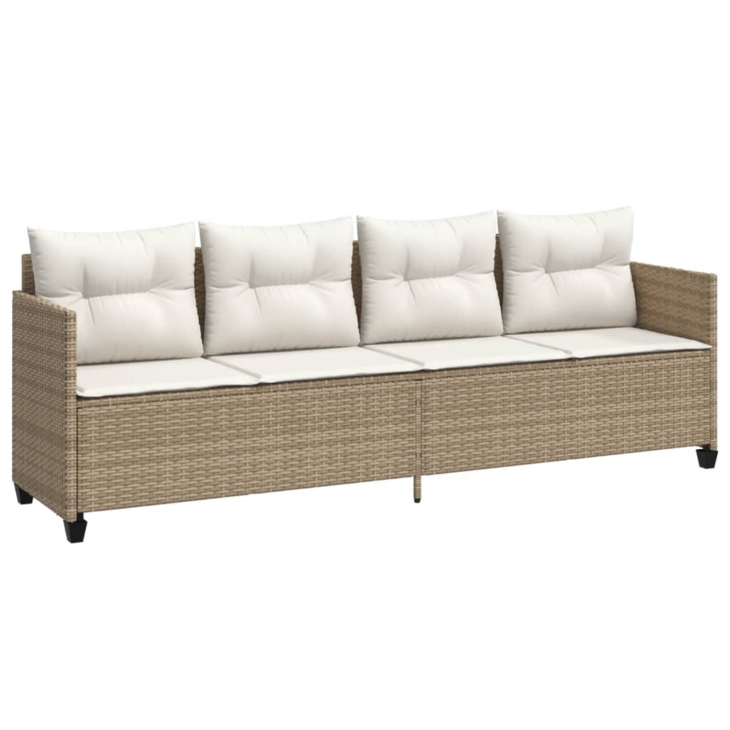 Salon de jardin avec coussins 5 pcs beige résine tressée