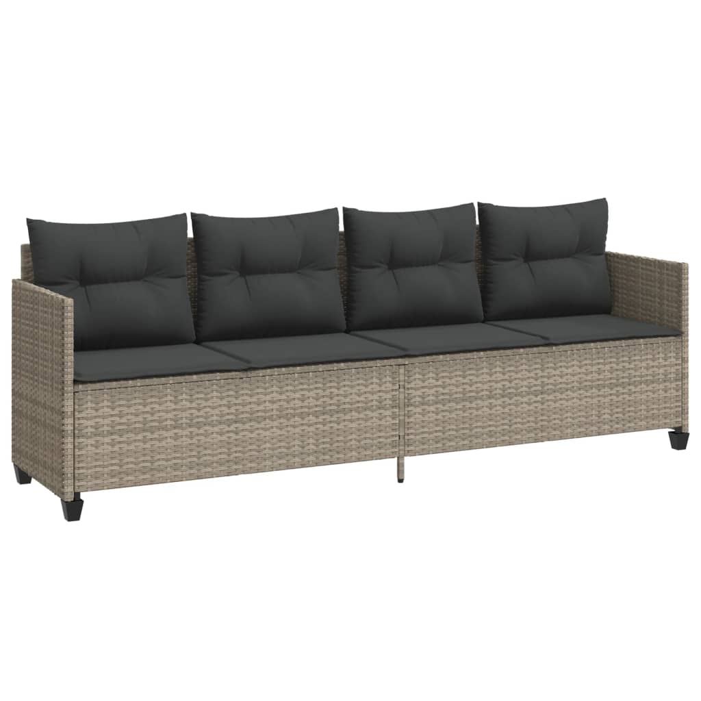 Salon de jardin 5 pcs avec coussins gris clair résine tressée