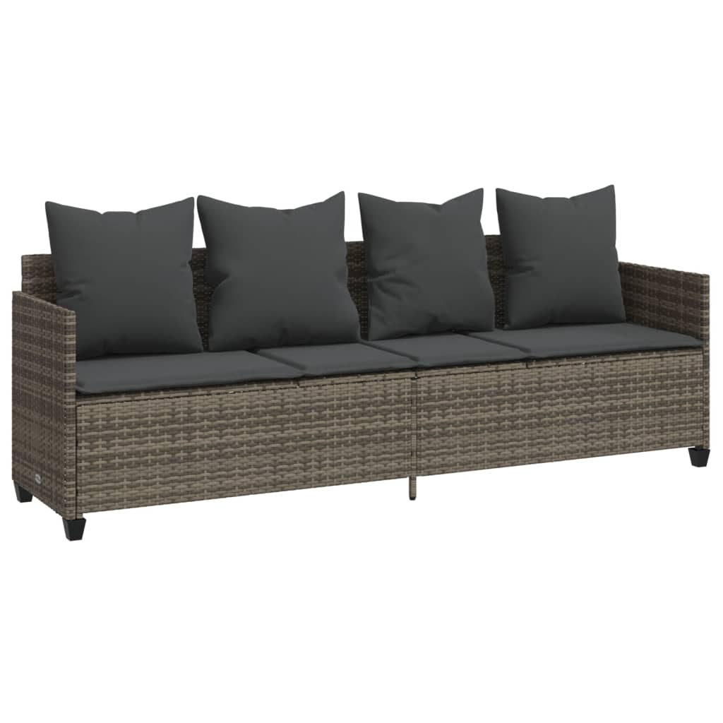 Salon de jardin 5 pcs avec coussins gris résine tressée