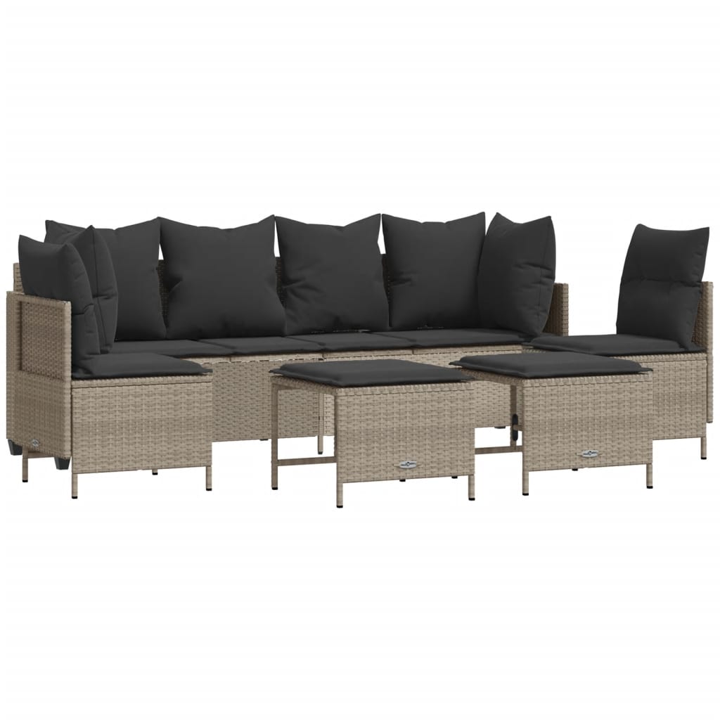 Salon de jardin 5 pcs avec coussins gris clair résine tressée