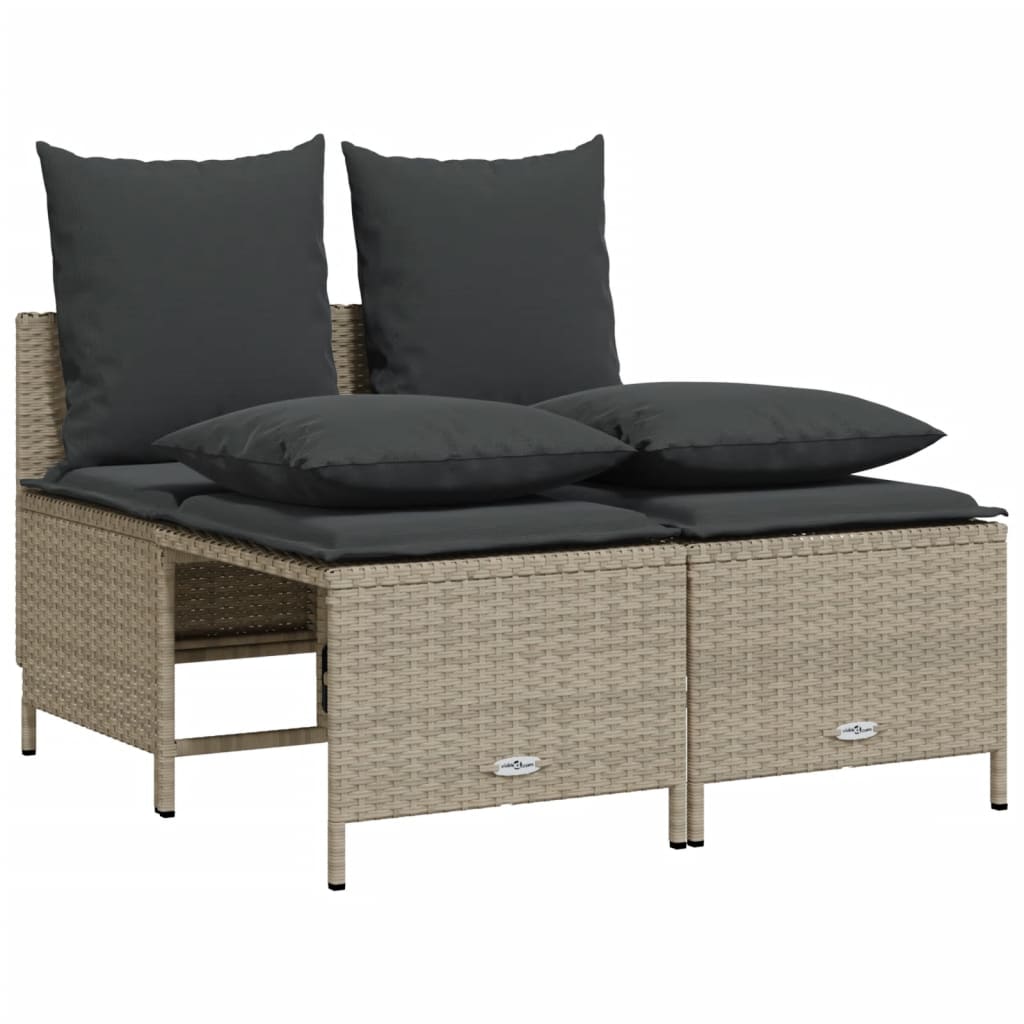 Salon de jardin 5 pcs avec coussins gris clair résine tressée