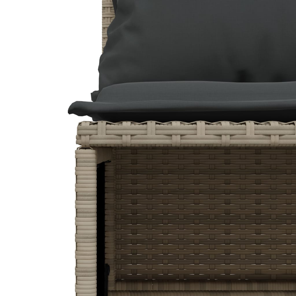 Salon de jardin 5 pcs avec coussins gris clair résine tressée