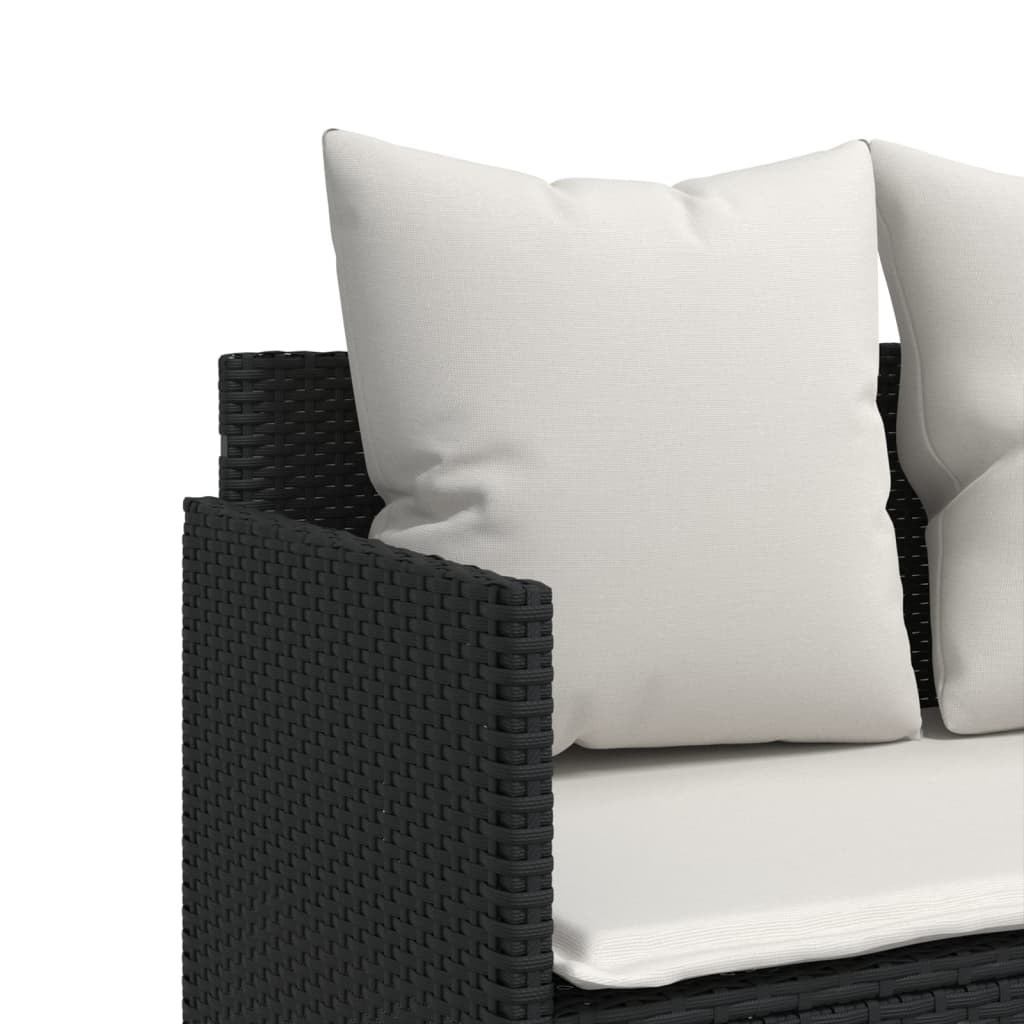 Salon de jardin 5 pcs avec coussins noir résine tressée