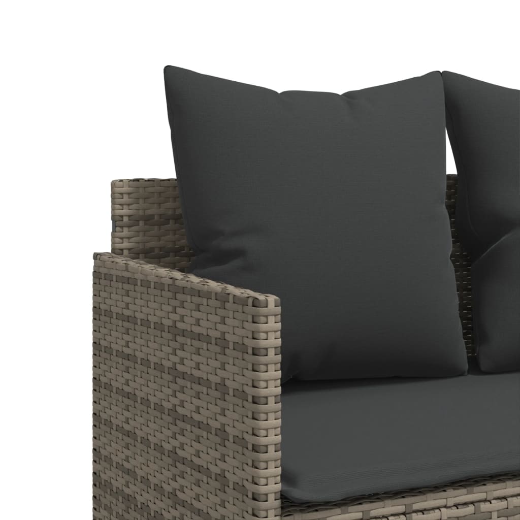 Salon de jardin 5 pcs avec coussins gris résine tressée