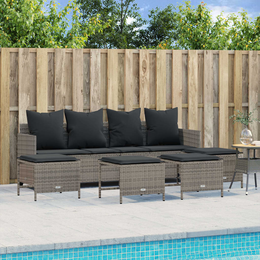 Salon de jardin 5 pcs avec coussins gris résine tressée - XIOS