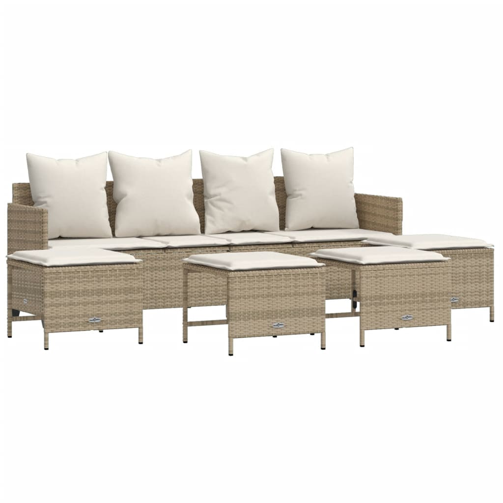 Salon de jardin avec coussins 5 pcs beige résine tressée