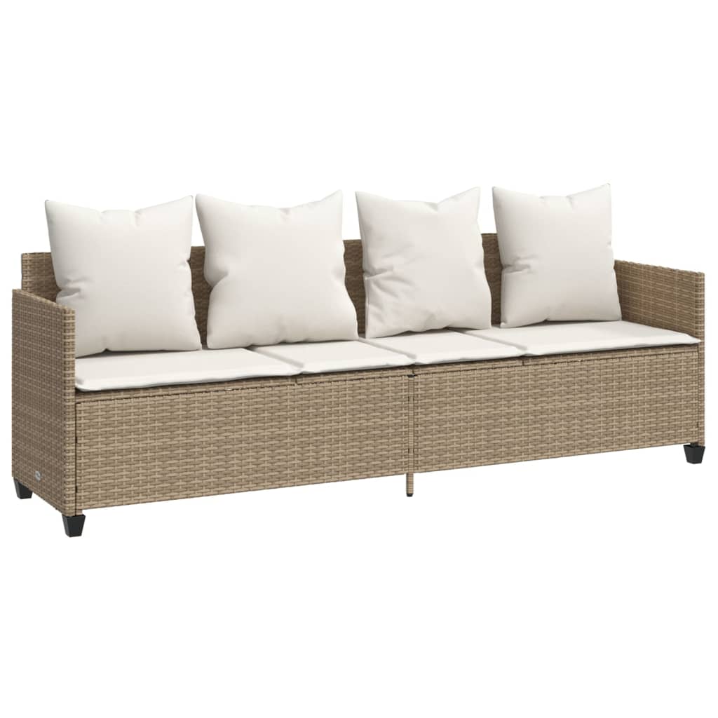 Salon de jardin avec coussins 5 pcs beige résine tressée