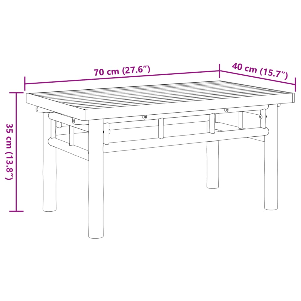 Table basse 70x40x35 cm bambou - XIOS