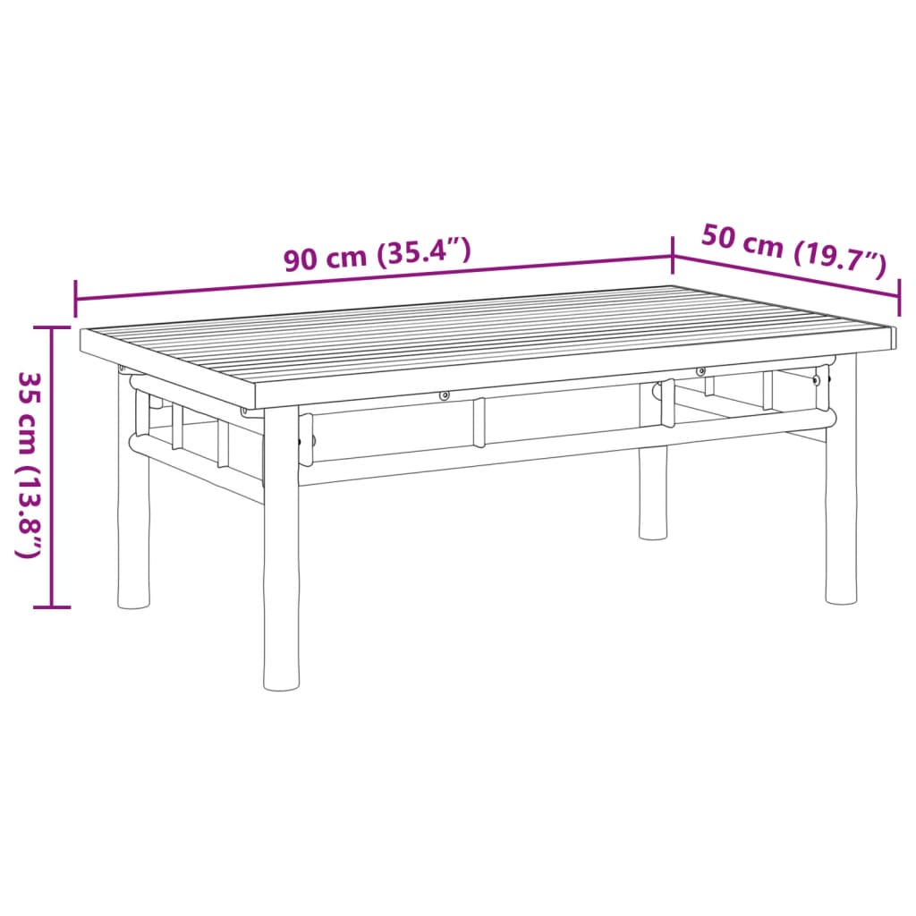 Table basse 90x50x35 cm bambou - XIOS