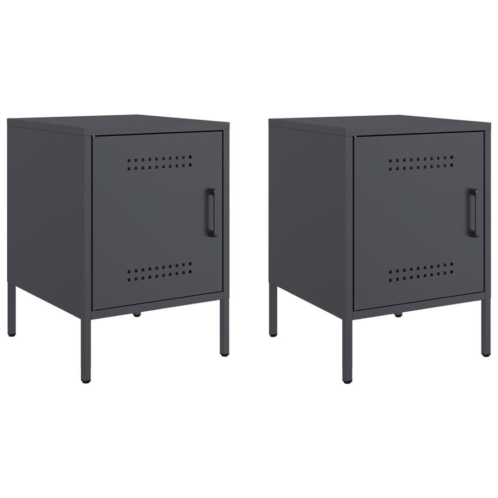 Tables de chevet 2 pcs anthracite 36x39x50,5 cm acier