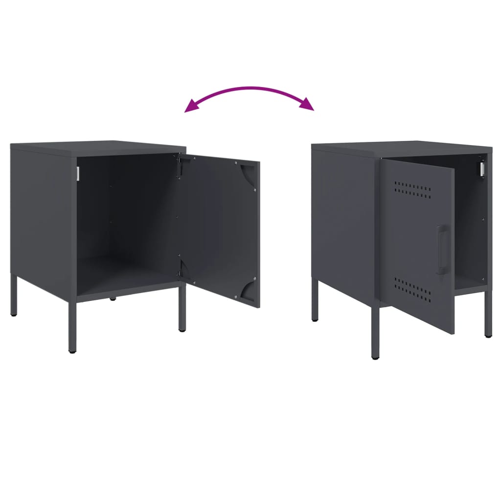 Tables de chevet 2 pcs anthracite 36x39x50,5 cm acier