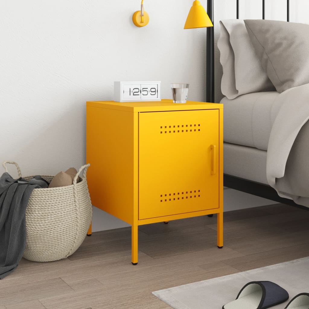 Table de chevet jaune moutarde 36x39x50,5 cm acier - XIOS