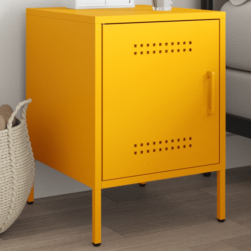 Table de chevet jaune moutarde 36x39x50,5 cm acier - XIOS