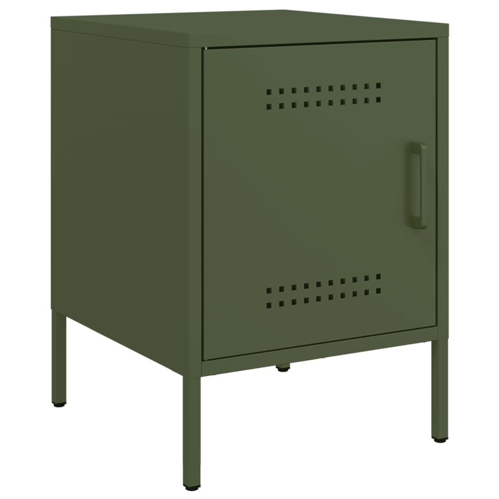 Table de chevet vert olive 36x39x50,5 cm acier - XIOS