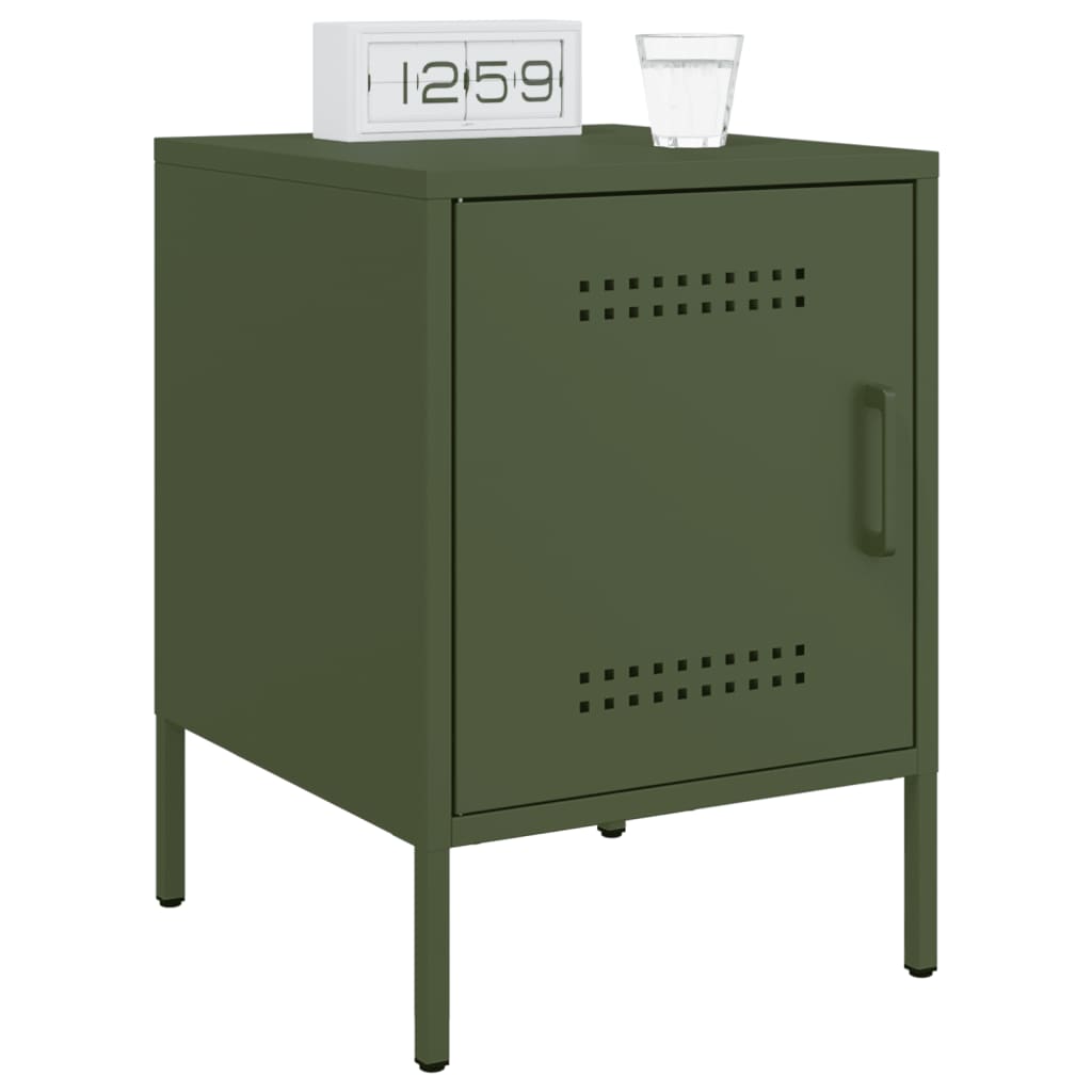 Table de chevet vert olive 36x39x50,5 cm acier - XIOS