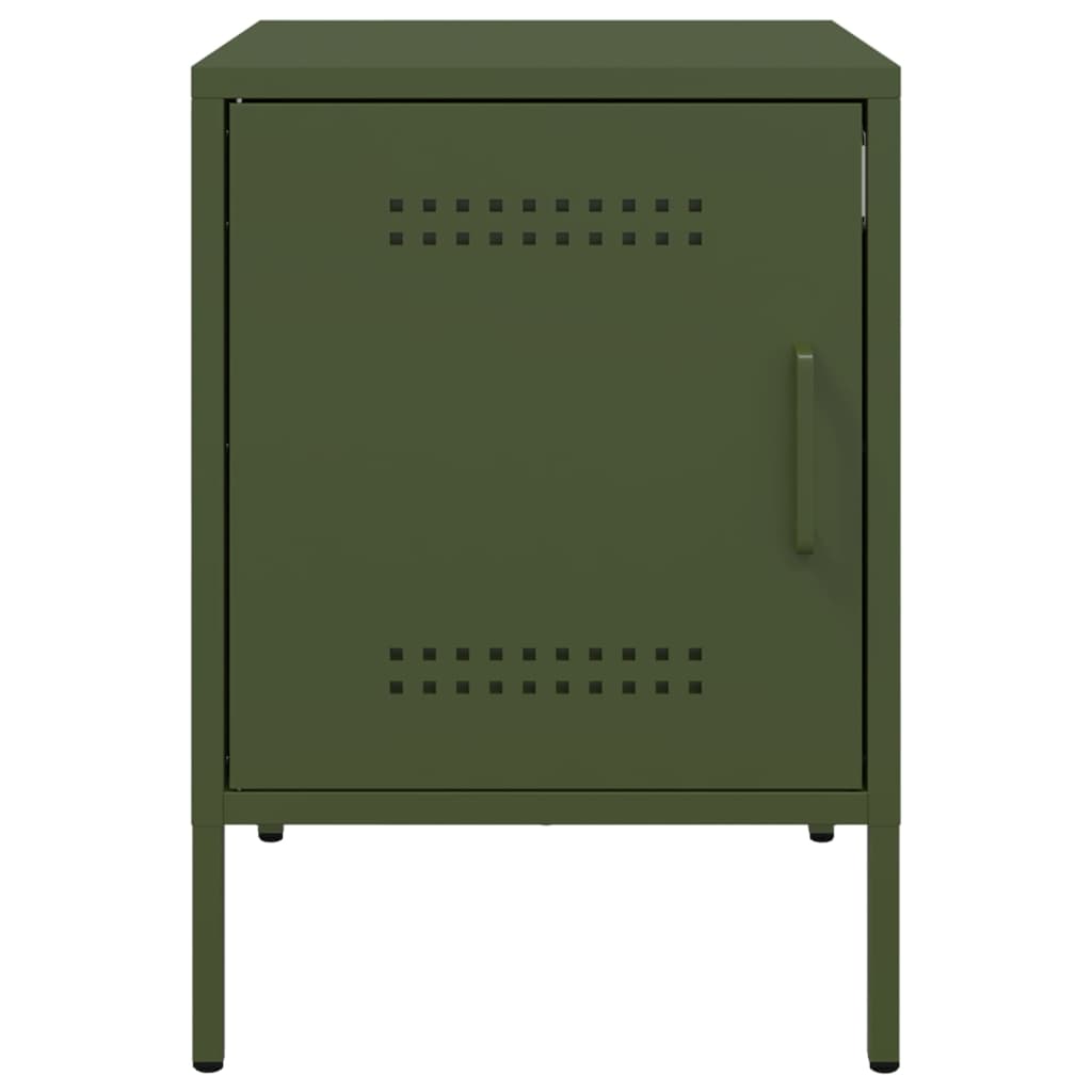 Table de chevet vert olive 36x39x50,5 cm acier - XIOS