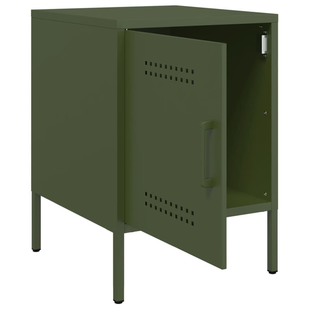 Table de chevet vert olive 36x39x50,5 cm acier - XIOS