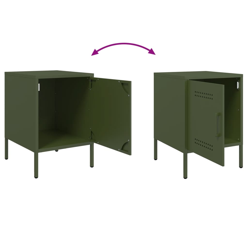 Table de chevet vert olive 36x39x50,5 cm acier - XIOS