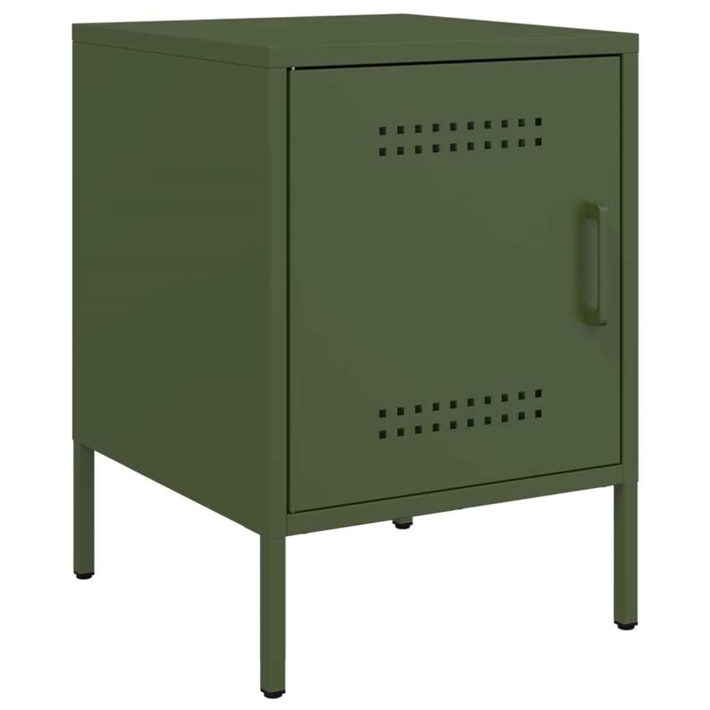 Tables de chevet 2 pcs vert olive 36x39x50,5 cm acier - XIOS