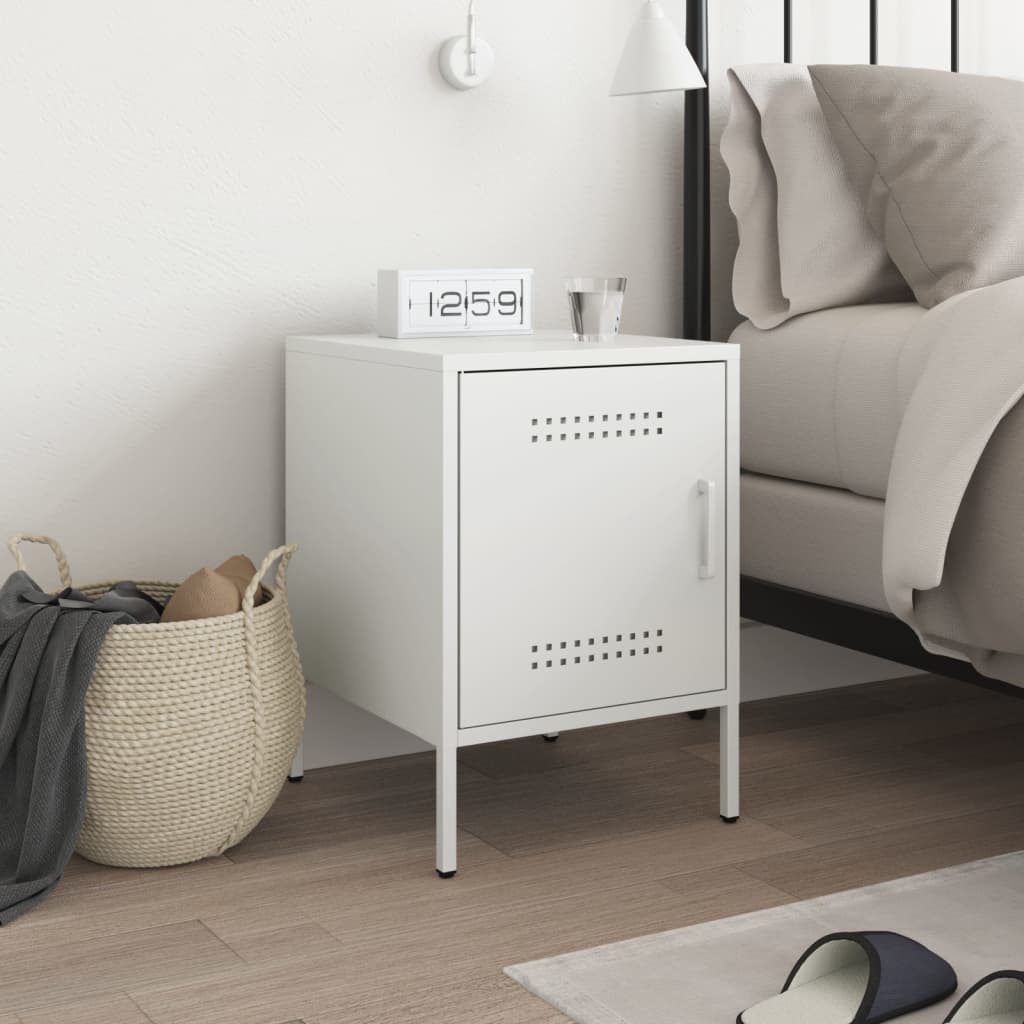 Table de chevet blanc 36x39x50,5 cm acier - XIOS