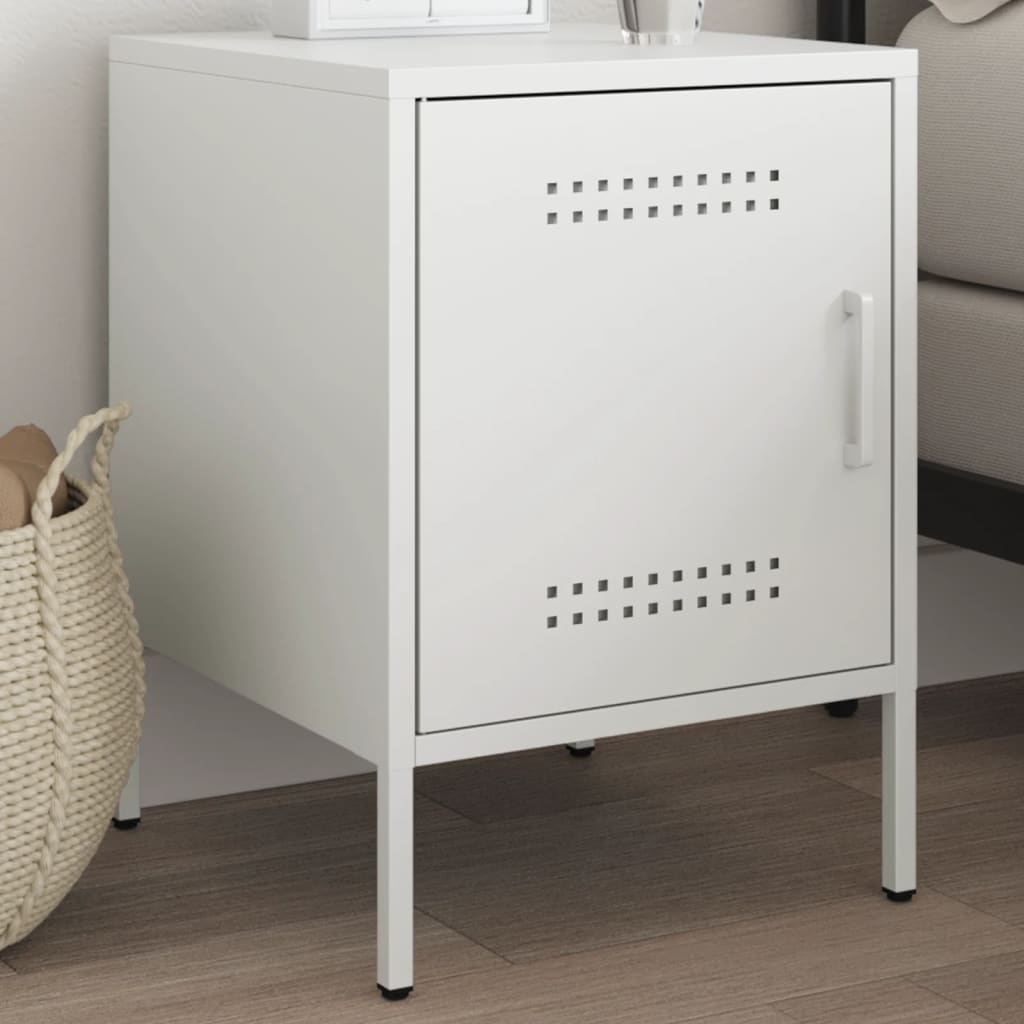 Table de chevet blanc 36x39x50,5 cm acier - XIOS