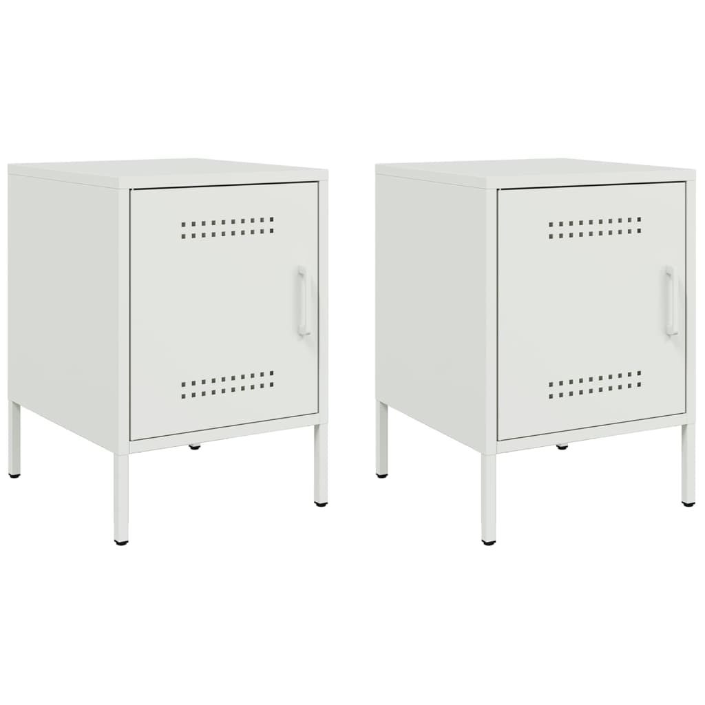 Tables de chevet 2 pcs blanc 36x39x50,5 cm acier - XIOS
