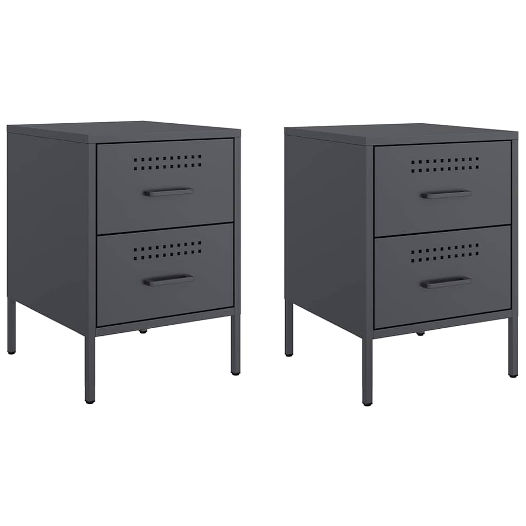 Tables de chevet 2 pcs anthracite 36x39x50,5 cm acier - XIOS