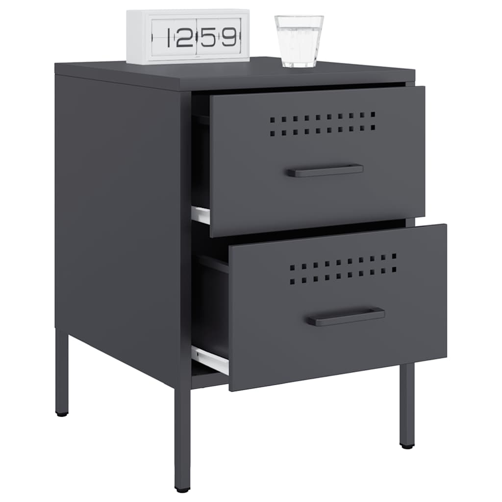 Tables de chevet 2 pcs anthracite 36x39x50,5 cm acier - XIOS