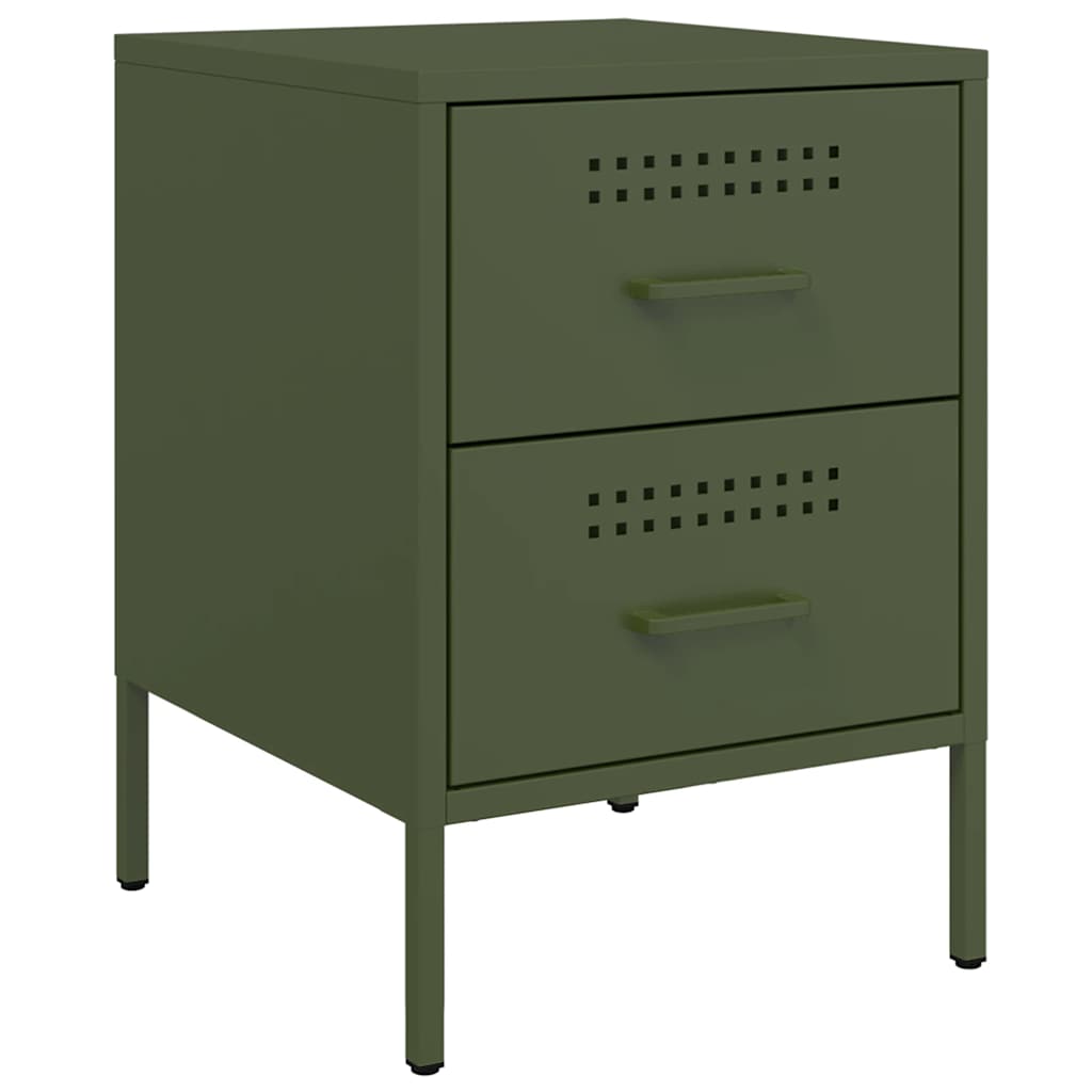 Tables de chevet 2 pcs vert olive 36x39x50,5 cm acier - XIOS