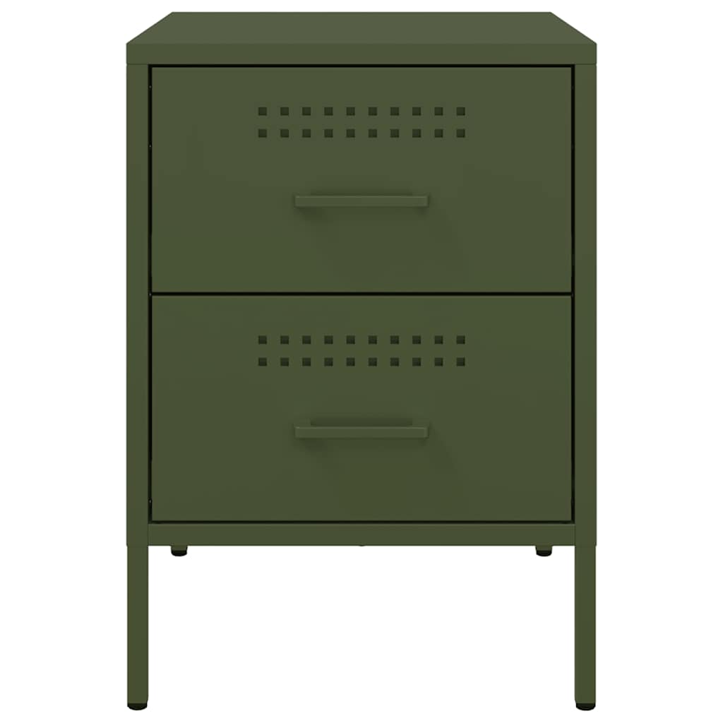 Tables de chevet 2 pcs vert olive 36x39x50,5 cm acier - XIOS