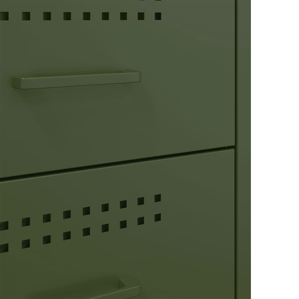 Tables de chevet 2 pcs vert olive 36x39x50,5 cm acier - XIOS