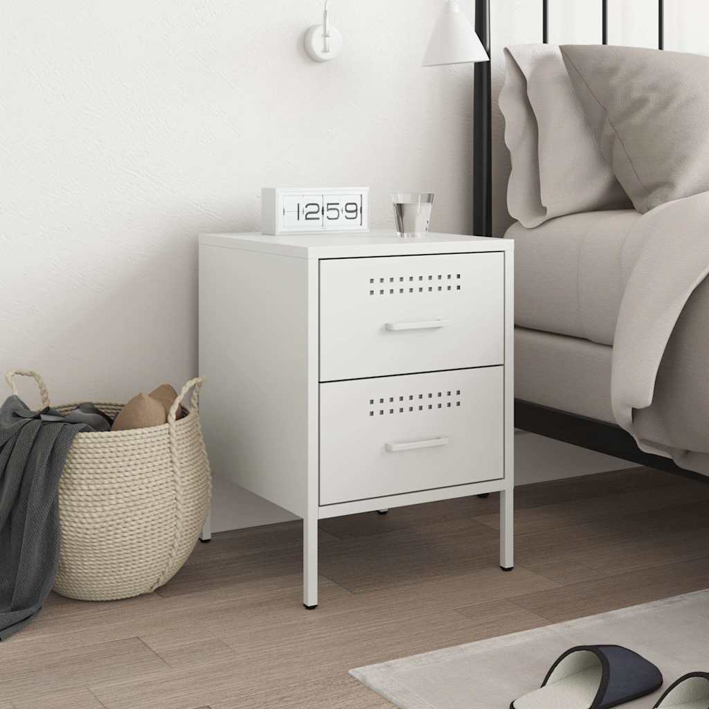 Table de chevet blanc 36x39x50,5 cm acier - XIOS