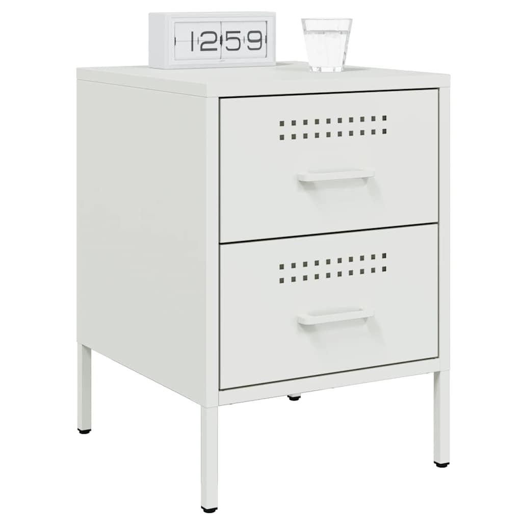 Tables de chevet 2 pcs blanc 36x39x50,5 cm acier
