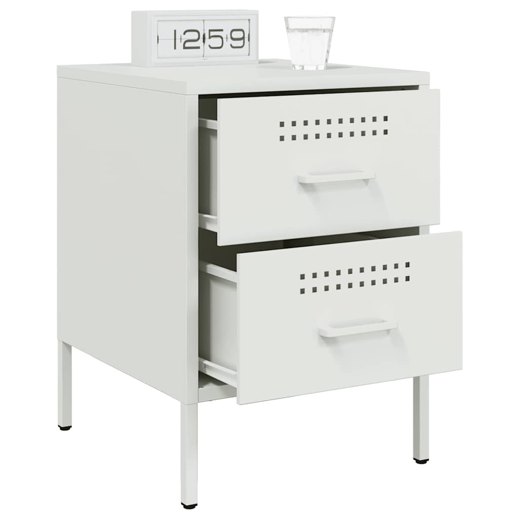 Tables de chevet 2 pcs blanc 36x39x50,5 cm acier