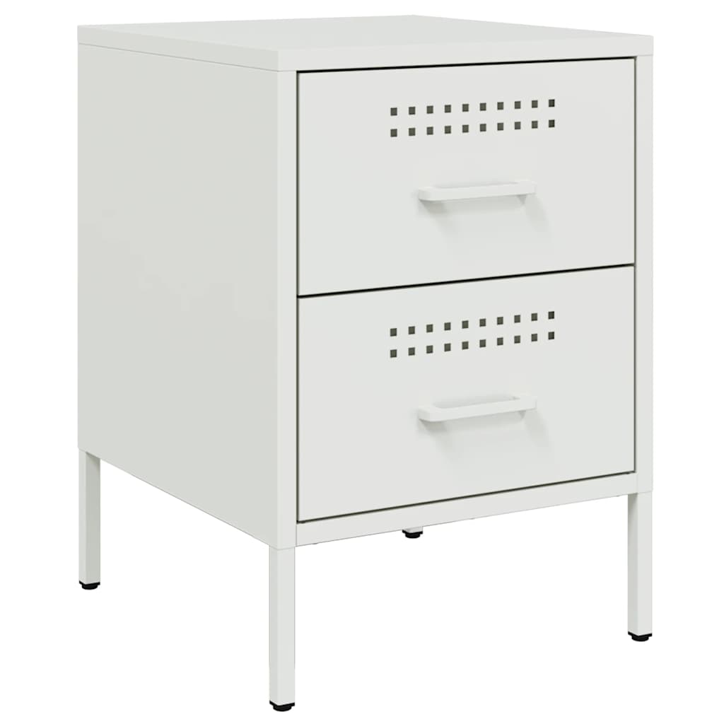 Tables de chevet 2 pcs blanc 36x39x50,5 cm acier