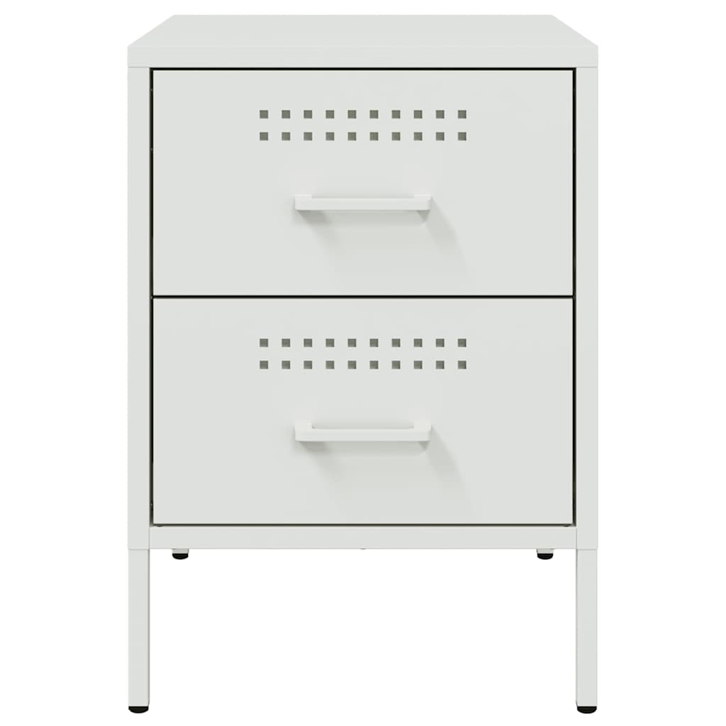 Tables de chevet 2 pcs blanc 36x39x50,5 cm acier