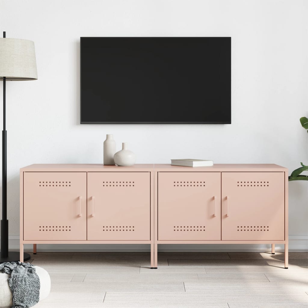 Meubles TV 2 pcs rose 68x39x50,5 cm acier - XIOS
