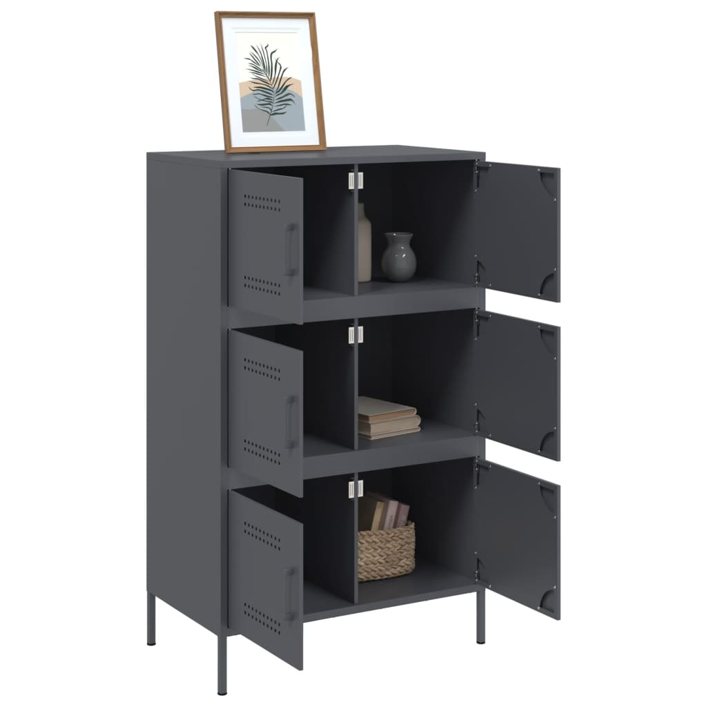 Buffet haut anthracite 68x39x113 cm acier - XIOS