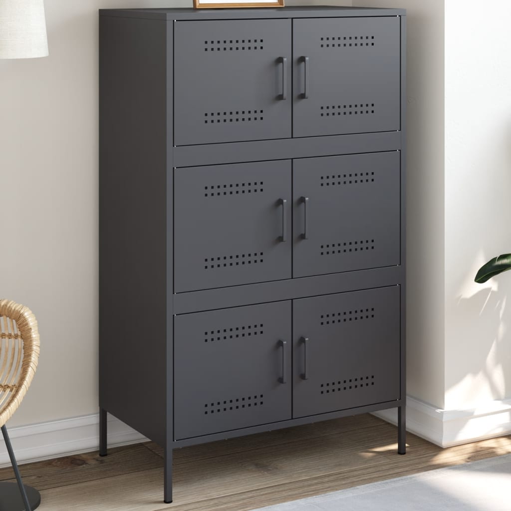 Buffet haut anthracite 68x39x113 cm acier - XIOS