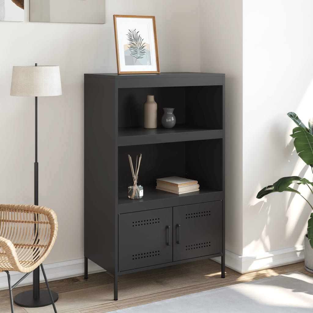 Buffet haut noir 68x39x113 cm acier - XIOS