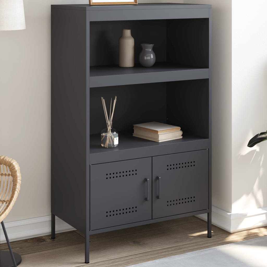 Buffet haut anthracite 68x39x113 cm acier - XIOS