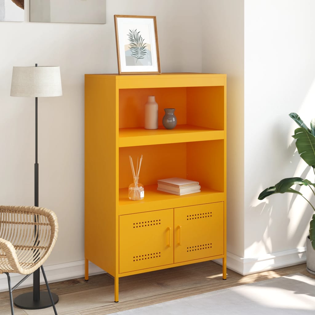 Buffet haut jaune moutarde 68x39x113 cm acier - XIOS